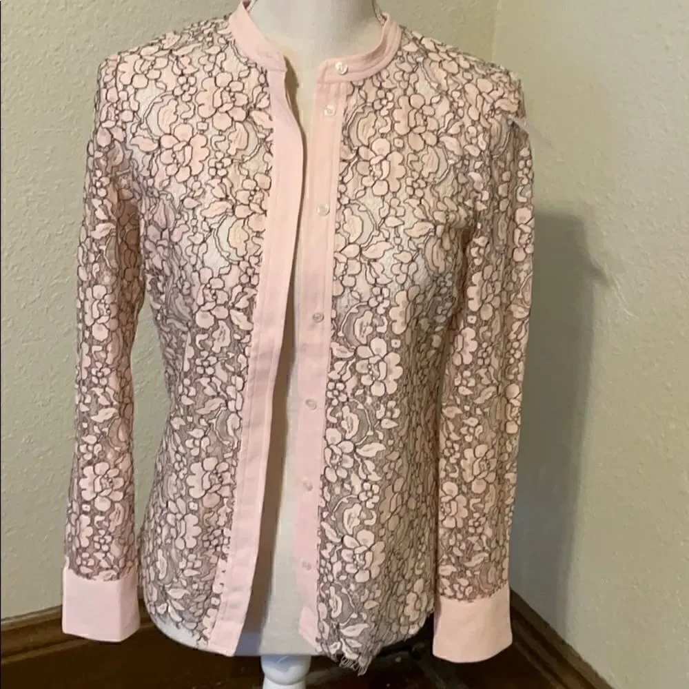 J Crew Button-up lace top